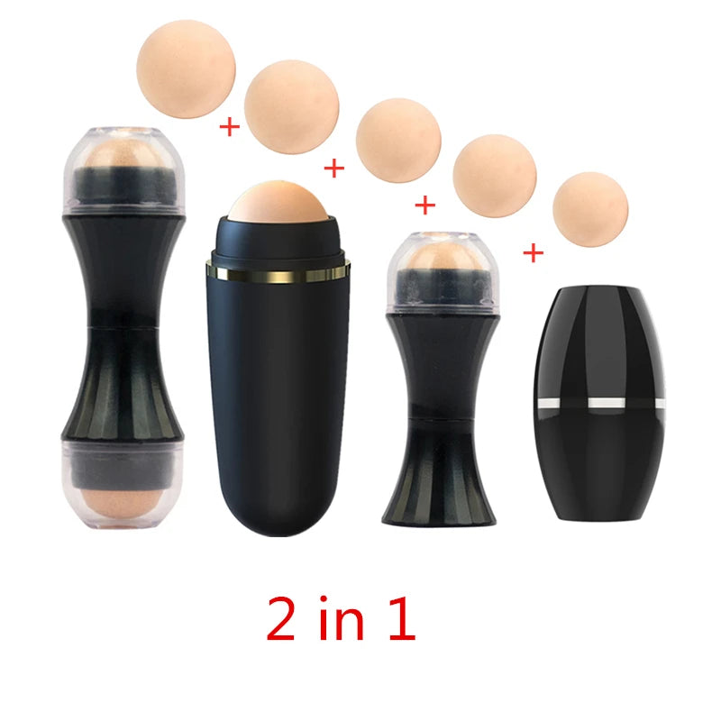 2 in1 Oil Absorbing Roller Natural Volcanic Stone Face Massage