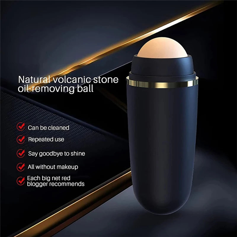 2 in1 Oil Absorbing Roller Natural Volcanic Stone Face Massage